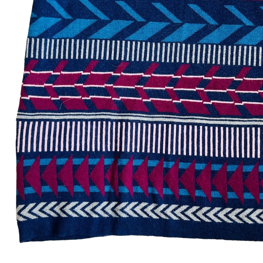 Krimson Klover Sz M Fair Isle Merino Wool Silk Knit Tallchief Blue Sweater Dress - Picture 7 of 14